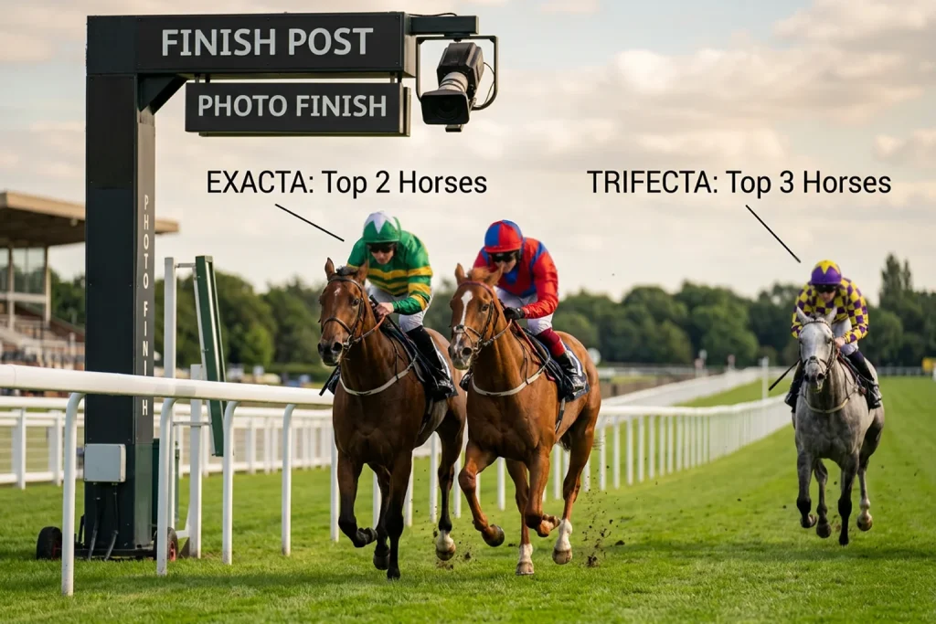 Exacta versus trifecta betting comparison in horse racing
