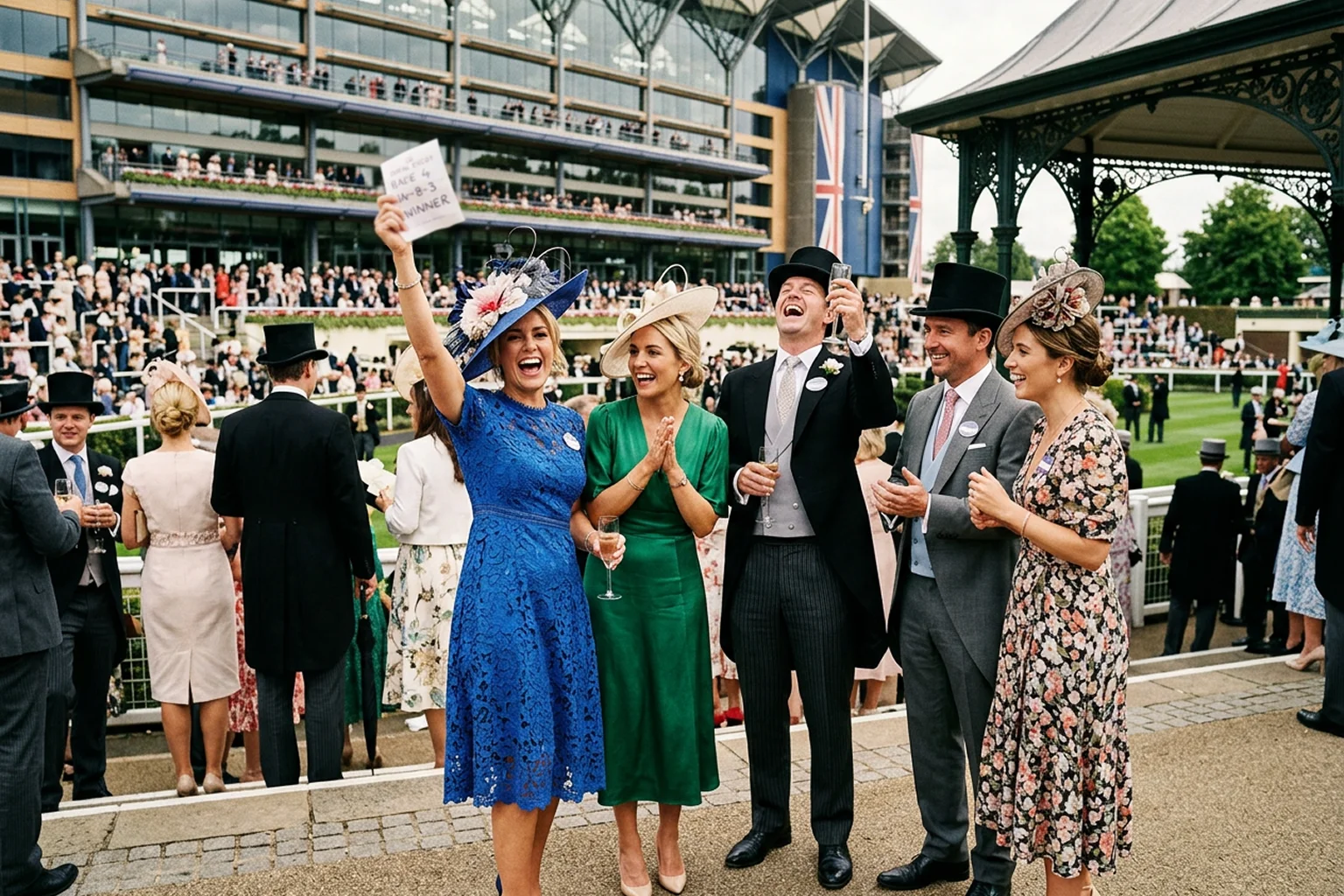 Winning punter celebrating trifecta success at Royal Ascot